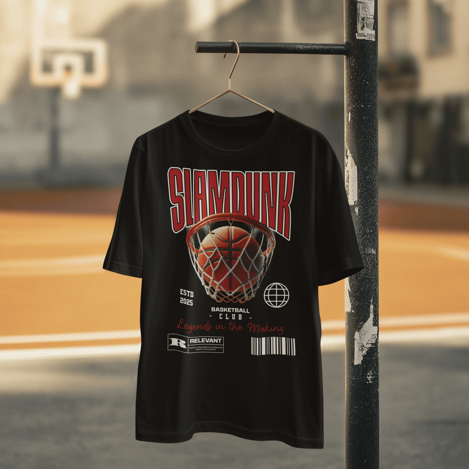 Youth t-shirt with “Slam Dunk Legends in the Making” basketball design, moisture-wicking fabric sports tee by LostLogicCo Canada