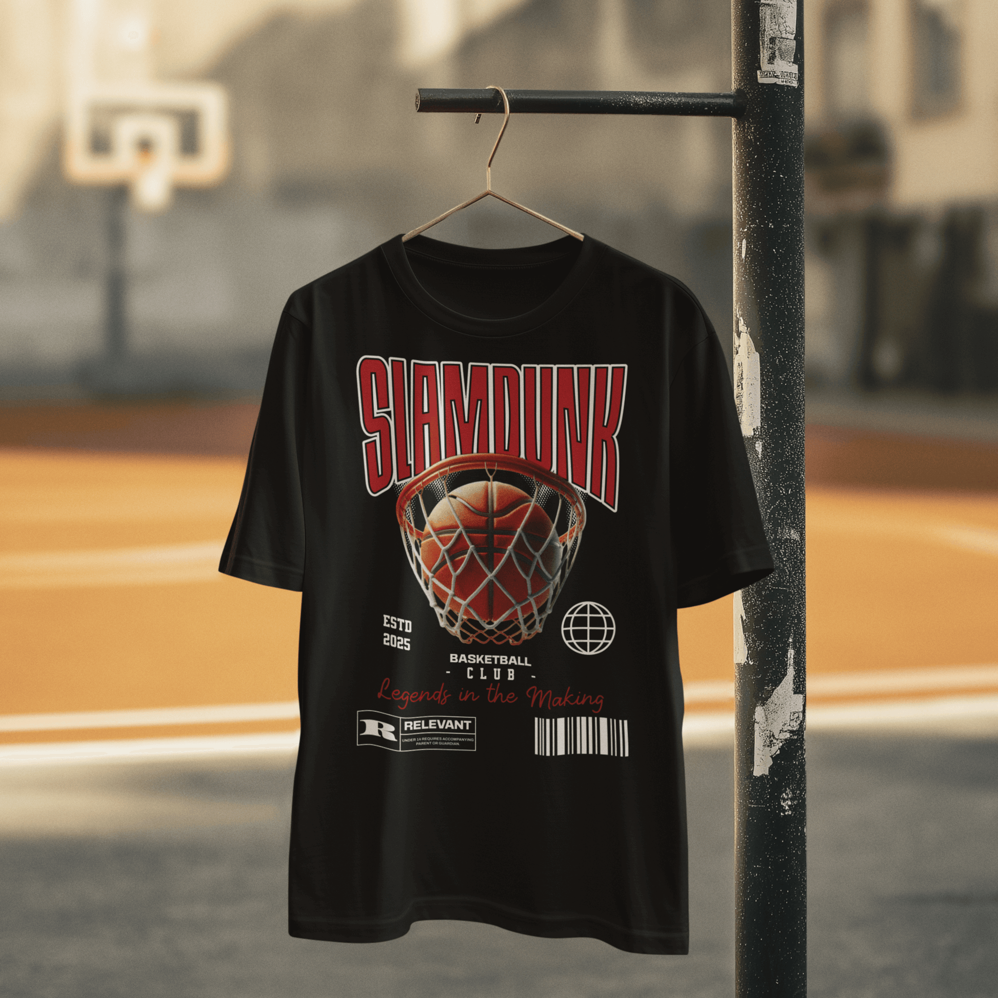 Youth t-shirt with “Slam Dunk Legends in the Making” basketball design, moisture-wicking fabric sports tee by LostLogicCo Canada