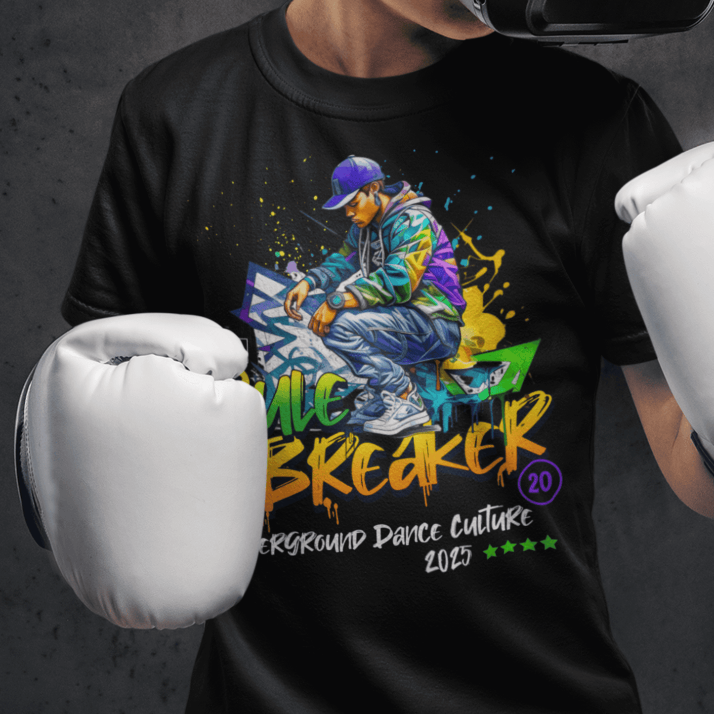 Child wearing “Rule Breaker” graffiti-style streetwear t-shirt, casual sports youth tee by LostLogicCo Canada