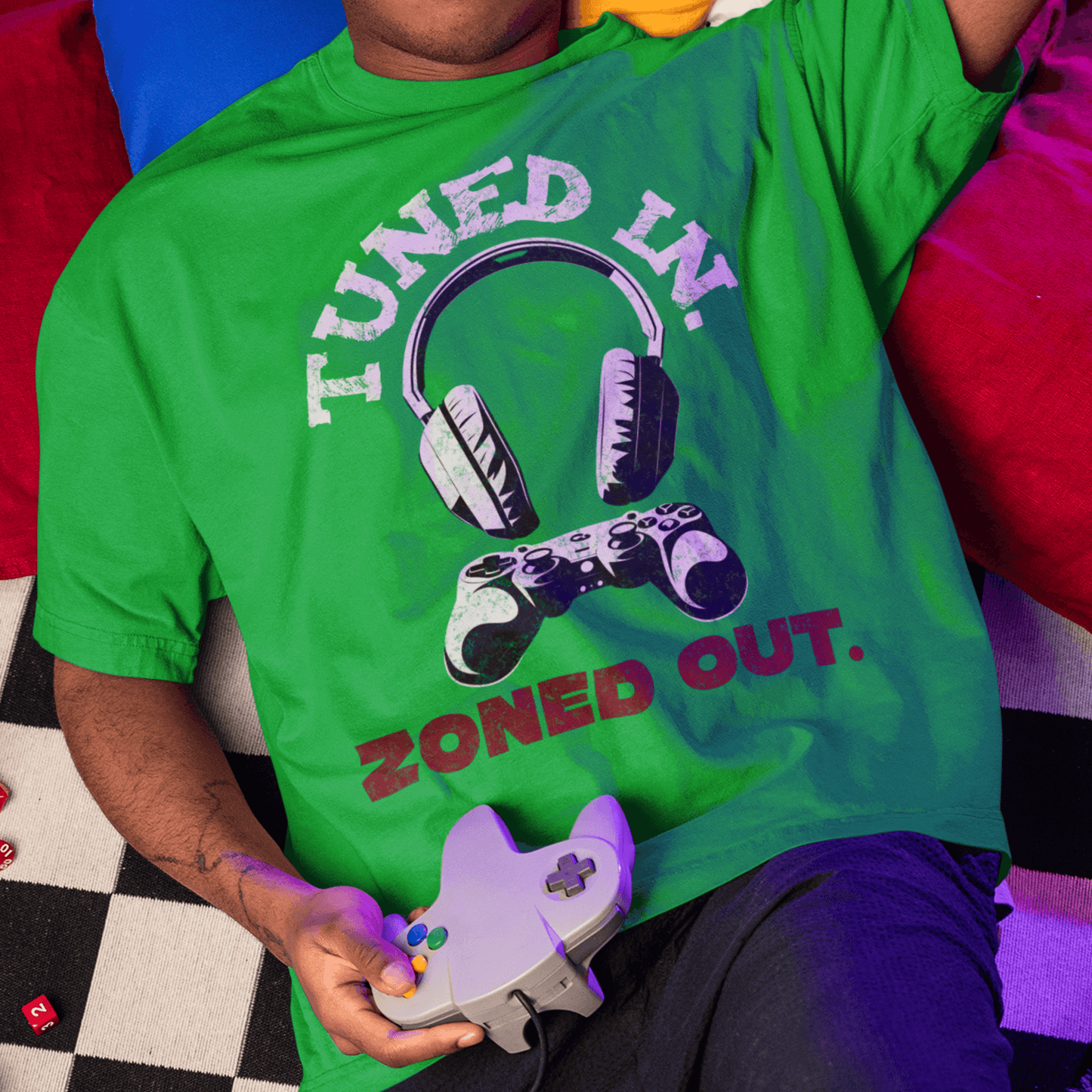 Tuned In Zoned Out T-Shirt, Unisex Short Sleeve Shirt, Graphic Tee, Gamer Streetwear, Gift for Gamers