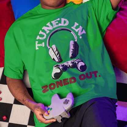 Tuned In Zoned Out T-Shirt, Unisex Short Sleeve Shirt, Graphic Tee, Gamer Streetwear, Gift for Gamers