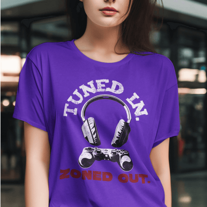 Tuned In Zoned Out T-Shirt, Unisex Short Sleeve Shirt, Graphic Tee, Gamer Streetwear, Gift for Gamers