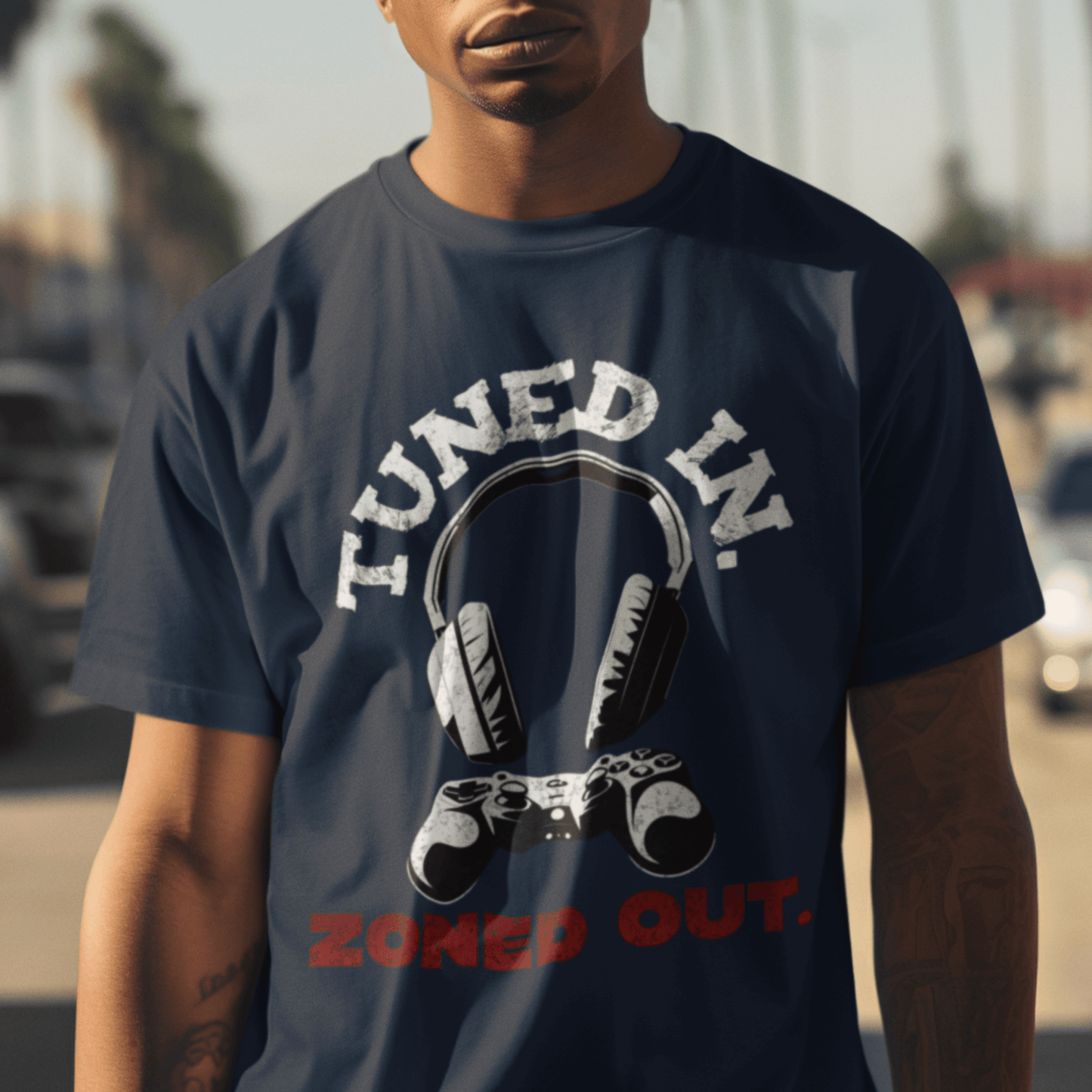 Tuned In Zoned Out T-Shirt, Unisex Short Sleeve Shirt, Graphic Tee, Gamer Streetwear, Gift for Gamers