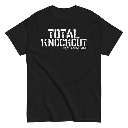 Unisex typography t-shirt with “Total Knockout” distressed lettering, cotton short sleeve tee by LostLogicCo Canada