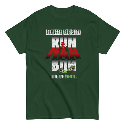 Unisex running graphic t-shirt with “Run Man Run” motivational design, cotton short sleeve tee by LostLogicCo Canada