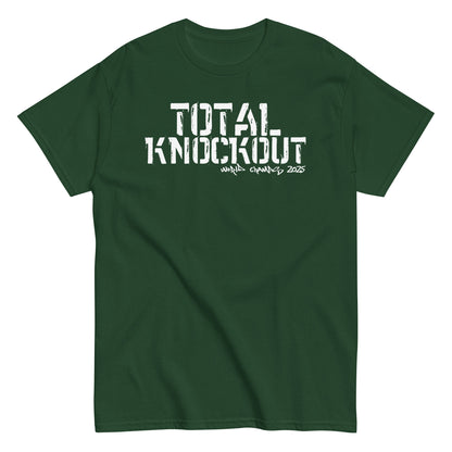 Unisex typography t-shirt with “Total Knockout” distressed lettering, cotton short sleeve tee by LostLogicCo Canada