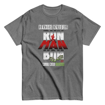 Unisex running graphic t-shirt with “Run Man Run” motivational design, cotton short sleeve tee by LostLogicCo Canada