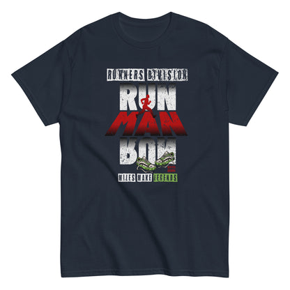 Unisex running graphic t-shirt with “Run Man Run” motivational design, cotton short sleeve tee by LostLogicCo Canada