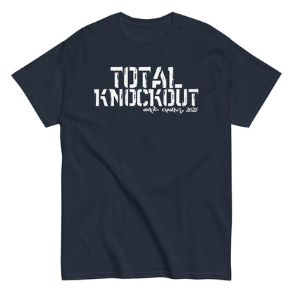 Unisex typography t-shirt with “Total Knockout” distressed lettering, cotton short sleeve tee by LostLogicCo Canada