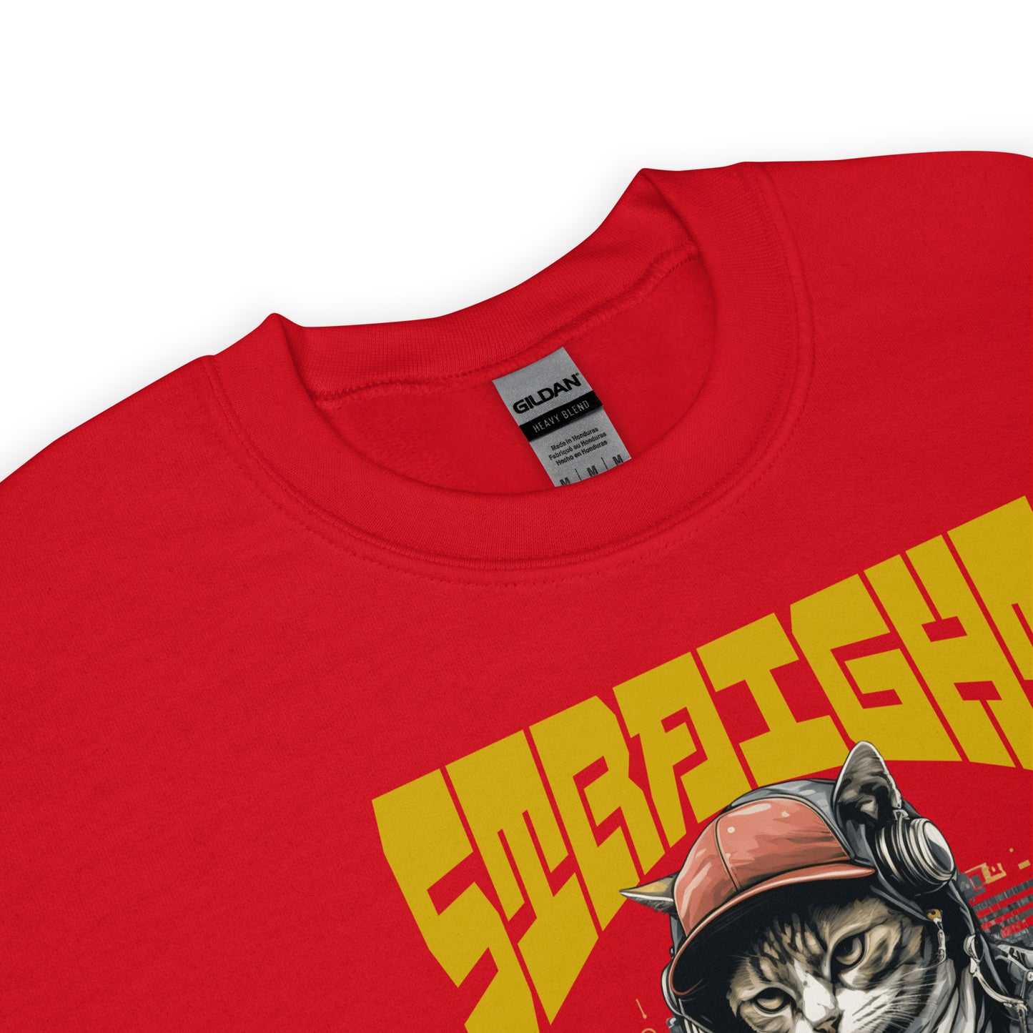 Unisex graphic sweatshirt with “Straight Outta Alley” cat design, cotton-poly crewneck by LostLogicCo Canada