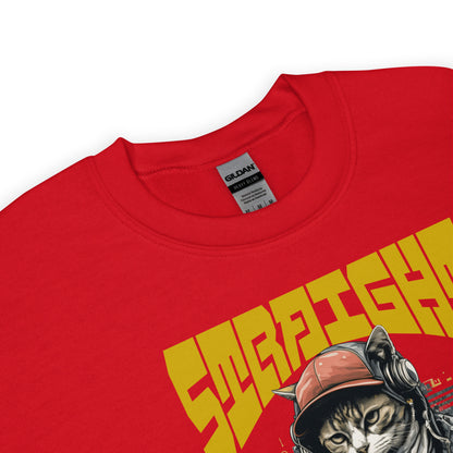 Unisex graphic sweatshirt with “Straight Outta Alley” cat design, cotton-poly crewneck by LostLogicCo Canada