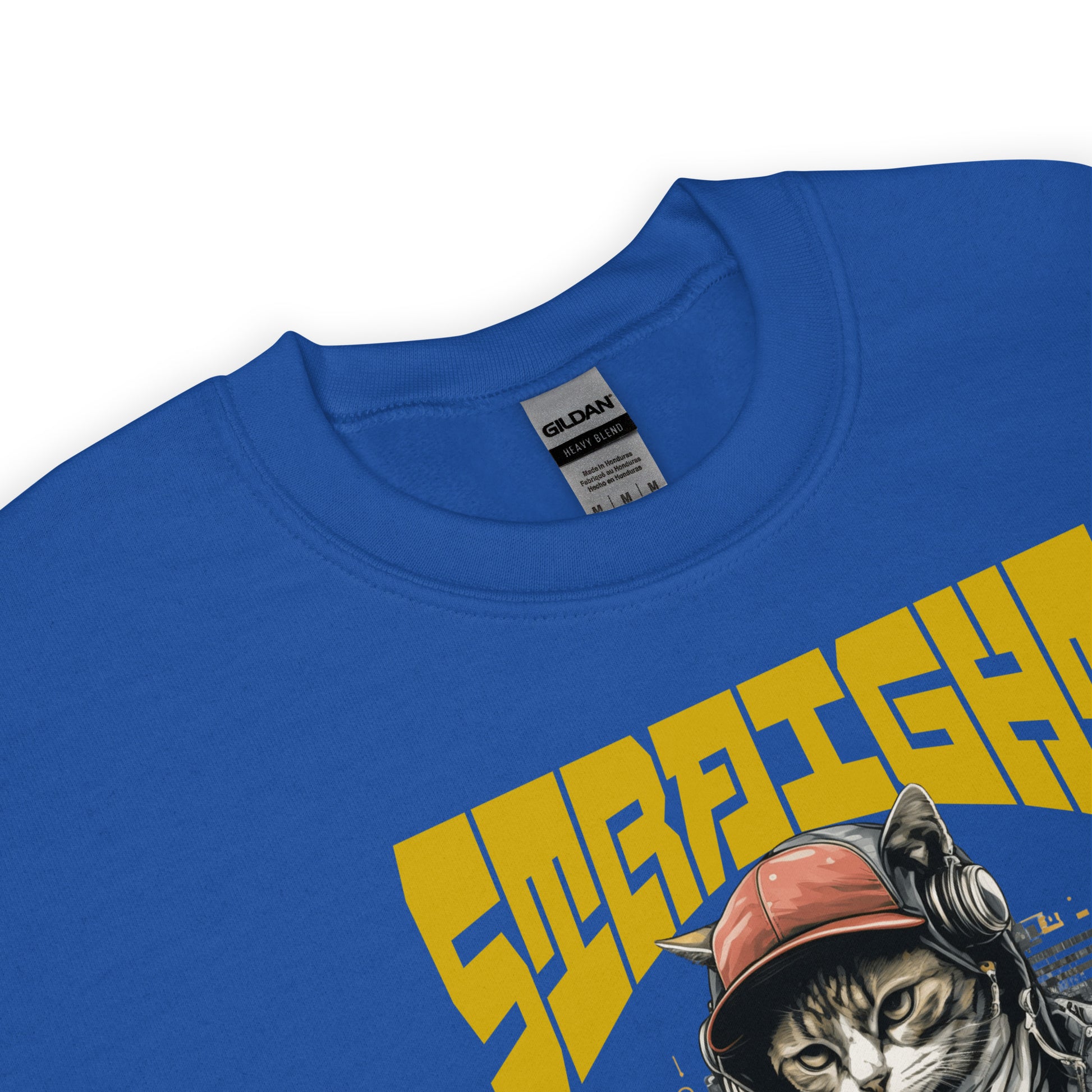 Unisex graphic sweatshirt with “Straight Outta Alley” cat design, cotton-poly crewneck by LostLogicCo Canada