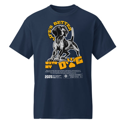 Unisex t-shirt with “Life’s Better With My Dog” graphic and paw print, pet lover tee by LostLogicCo Canada