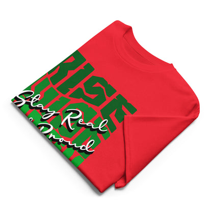 Unisex typography t-shirt with “Rise Wise Stay Kind” and “Stay Real Walk Proud” design, moisture-wicking sports tee by LostLogicCo Canada