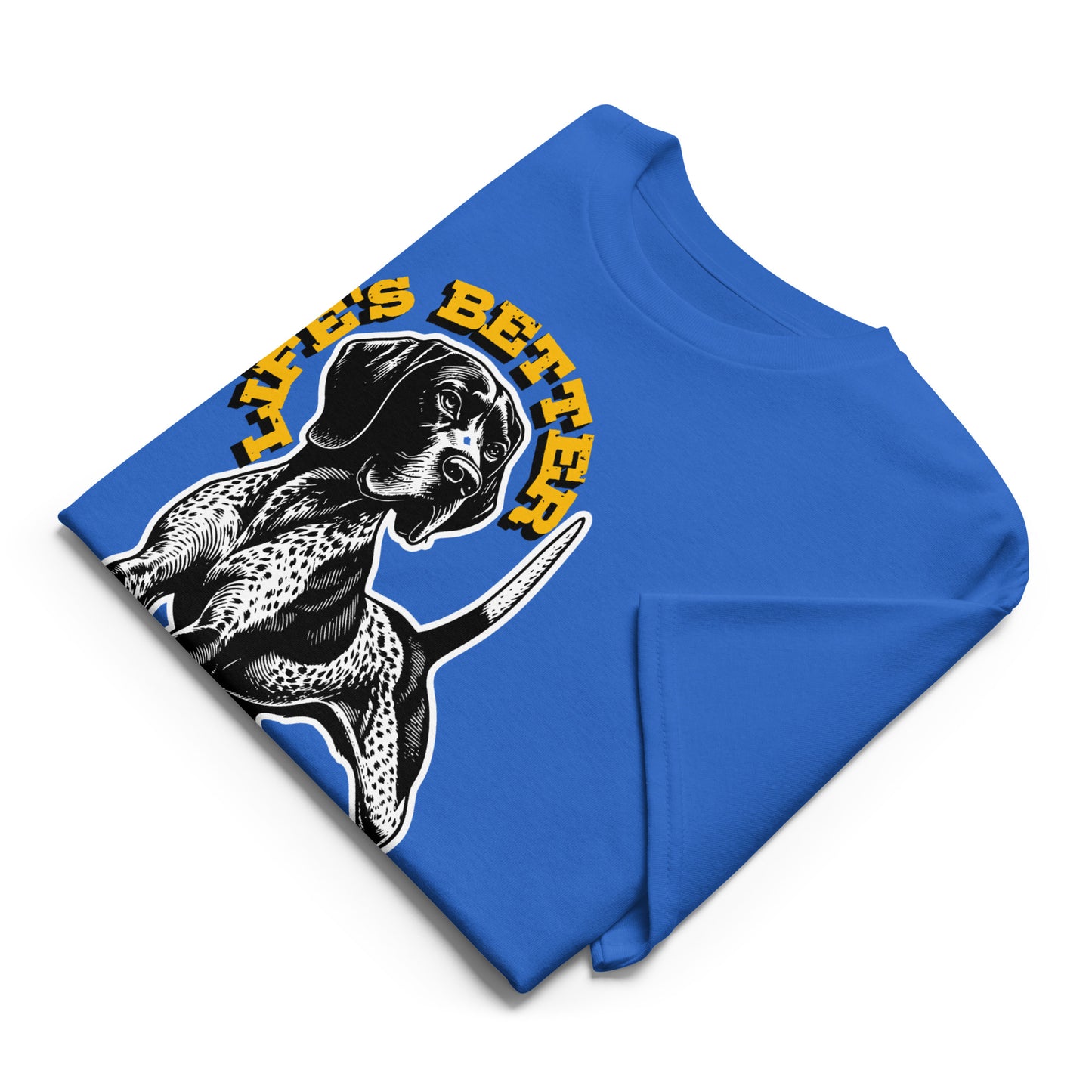 Unisex t-shirt with “Life’s Better With My Dog” graphic and paw print, pet lover tee by LostLogicCo Canada