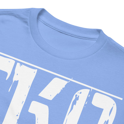 Youth typography t-shirt with bold “TKO” boxing design, moisture-wicking cotton-poly kids tee by LostLogicCo Canada