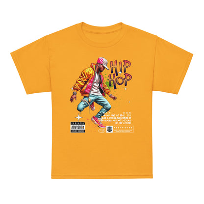 Kids t-shirt with colorful “Hip Hop” streetwear dancer design, moisture-wicking cotton-poly tee by LostLogicCo Canada