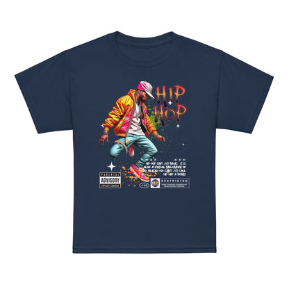 Kids t-shirt with colorful “Hip Hop” streetwear dancer design, moisture-wicking cotton-poly tee by LostLogicCo Canada